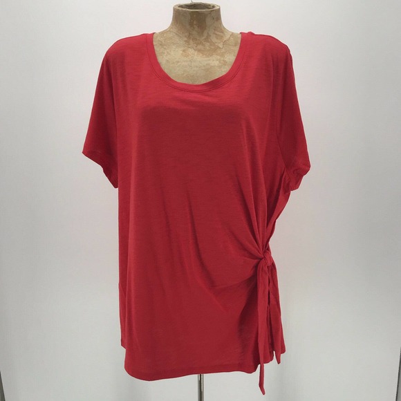 Style&Co Tops - Style & Co Top 3X Red Scoop Side Ruched Side Tie